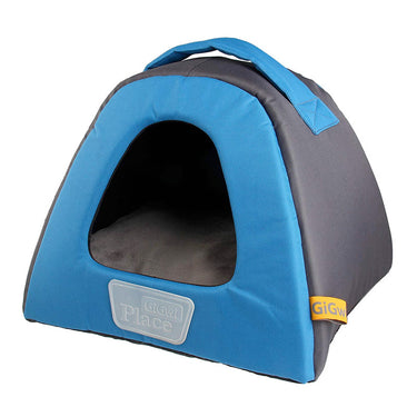 Gigwi Place Pet House Canvas, Plush, TPR Blue & Gray - small